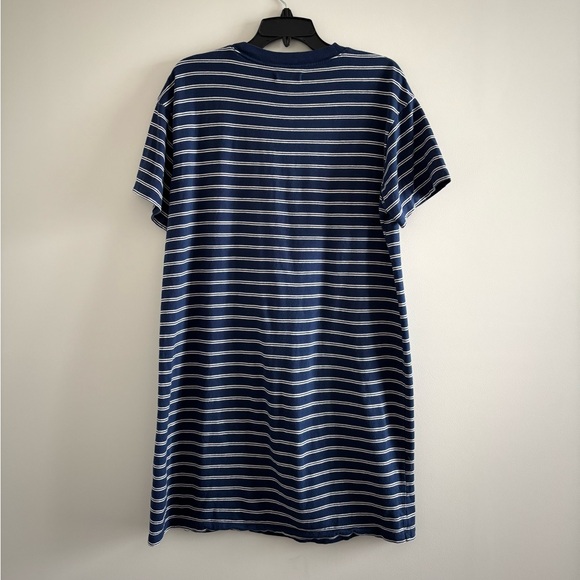 Madewell Tina Stripe Crew Neck T-Shirt Dress Blue White Cotton Womens L Preppy - Picture 5 of 14